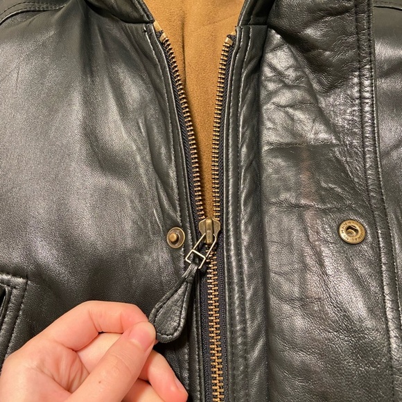 RARE Vintage Nautica genuine leather men’s black button‎ pocket zip jacket coat - Picture 13 of 14